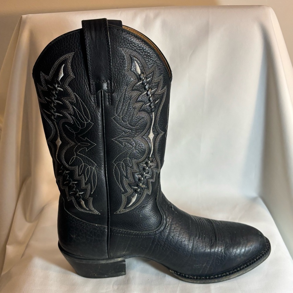 ARIAT Sz 9EE 4LR Black Leather Cowboy Boots with Contrasting Stitching - Picture 7 of 14
